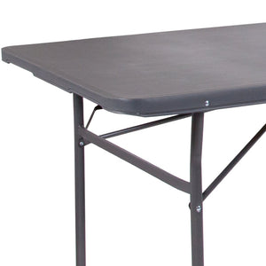 English Elm Elijah 6-Foot Portable Bi-Fold Folding Table with Carrying Handle for Easy Setup and Storage Dark Gray 30"W x 72"L DAD-LF-183Z-DG-GG