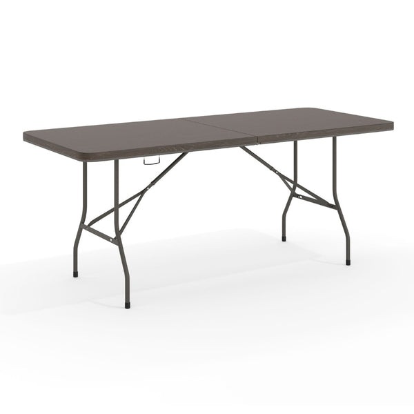 English Elm Elijah 6-Foot Portable Bi-Fold Folding Table with Carrying Handle for Easy Setup and Storage Brown 30"W x 72"L DAD-LF-183Z-GG
