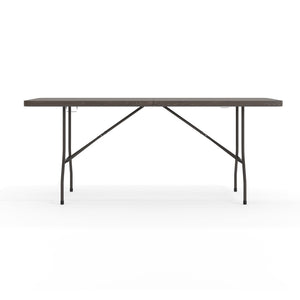 English Elm Elijah 6-Foot Portable Bi-Fold Folding Table with Carrying Handle for Easy Setup and Storage Brown 30"W x 72"L DAD-LF-183Z-GG