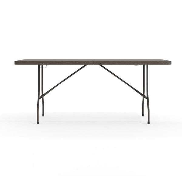 English Elm Elijah 6-Foot Portable Bi-Fold Folding Table with Carrying Handle for Easy Setup and Storage Brown 30"W x 72"L DAD-LF-183Z-GG