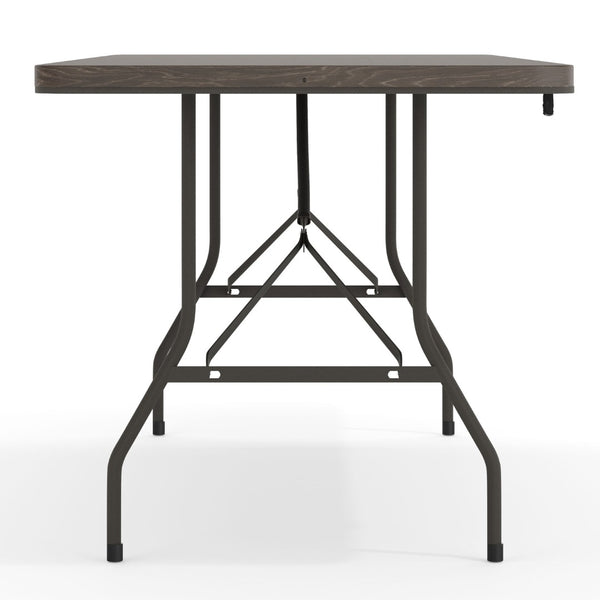 English Elm Elijah 6-Foot Portable Bi-Fold Folding Table with Carrying Handle for Easy Setup and Storage Brown 30"W x 72"L DAD-LF-183Z-GG