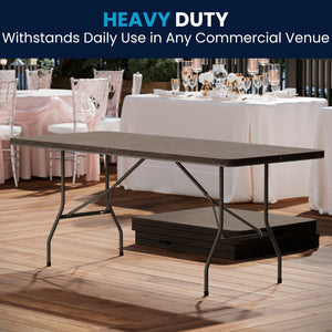 English Elm Elijah 6-Foot Portable Bi-Fold Folding Table with Carrying Handle for Easy Setup and Storage Brown 30"W x 72"L DAD-LF-183Z-GG