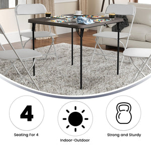 English Elm Dunham Portable Bi-Fold Folding Table for Versatile Workspaces, Events, and Outdoor Gatherings Dark Gray 34" Square DAD-LF-86-DG-GG