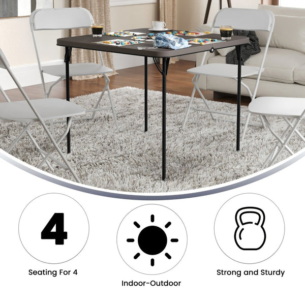 English Elm Dunham Portable Bi-Fold Folding Table for Versatile Workspaces, Events, and Outdoor Gatherings Dark Gray 34" Square DAD-LF-86-DG-GG