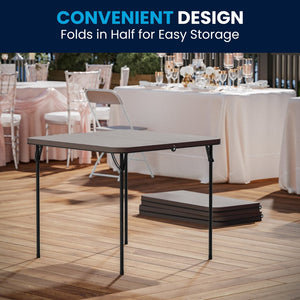 English Elm Dunham Portable Bi-Fold Folding Table for Versatile Workspaces, Events, and Outdoor Gatherings Dark Gray 34" Square DAD-LF-86-DG-GG