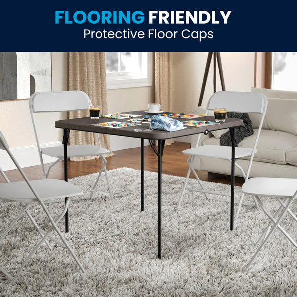 English Elm Dunham Portable Bi-Fold Folding Table for Versatile Workspaces, Events, and Outdoor Gatherings Dark Gray 34" Square DAD-LF-86-DG-GG