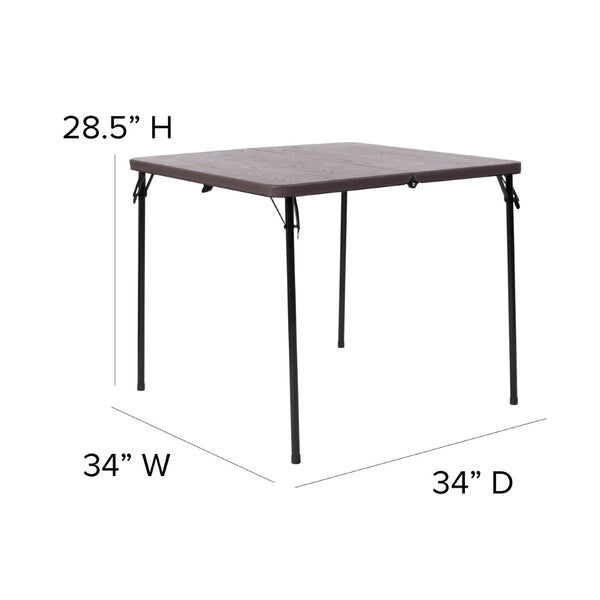 English Elm Dunham Portable Bi-Fold Folding Table for Versatile Workspaces, Events, and Outdoor Gatherings Brown 34" Square DAD-LF-86-GG