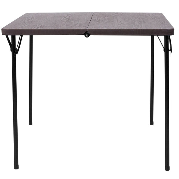 English Elm Dunham Portable Bi-Fold Folding Table for Versatile Workspaces, Events, and Outdoor Gatherings Brown 34" Square DAD-LF-86-GG
