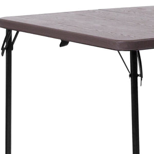 English Elm Dunham Portable Bi-Fold Folding Table for Versatile Workspaces, Events, and Outdoor Gatherings Brown 34" Square DAD-LF-86-GG