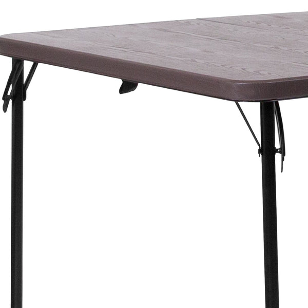 English Elm Dunham Portable Bi-Fold Folding Table for Versatile Workspaces, Events, and Outdoor Gatherings Brown 34" Square DAD-LF-86-GG