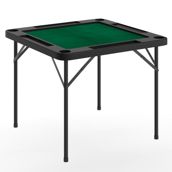 English Elm Silas Folding Card Game Table for 4 Players - Durable, Portable, with Green Felt and Cup Holders Black Top/Green Felt Surface 34.5" Square DAD-MJZ-88-BKGR-GG