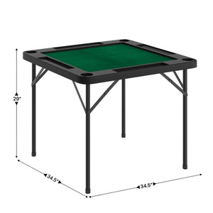 English Elm Silas Folding Card Game Table for 4 Players - Durable, Portable, with Green Felt and Cup Holders Black Top/Green Felt Surface 34.5" Square DAD-MJZ-88-BKGR-GG