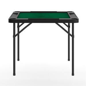 English Elm Silas Folding Card Game Table for 4 Players - Durable, Portable, with Green Felt and Cup Holders Black Top/Green Felt Surface 34.5" Square DAD-MJZ-88-BKGR-GG