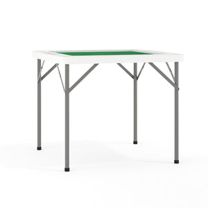 English Elm Silas Folding Card Game Table for 4 Players - Durable, Portable, with Green Felt and Cup Holders Granite White 34.5" Square DAD-MJZ-88-GG