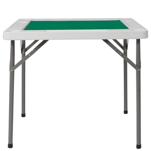 English Elm Silas Folding Card Game Table for 4 Players - Durable, Portable, with Green Felt and Cup Holders Granite White 34.5" Square DAD-MJZ-88-GG