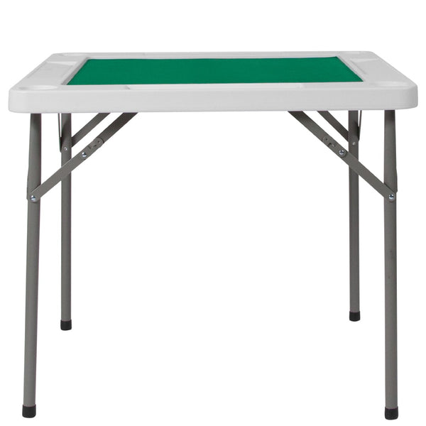 English Elm Silas Folding Card Game Table for 4 Players - Durable, Portable, with Green Felt and Cup Holders Granite White 34.5" Square DAD-MJZ-88-GG