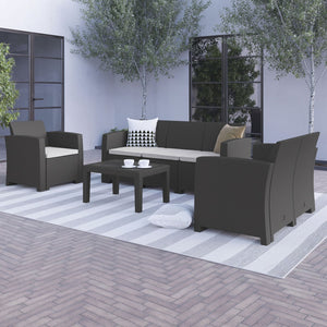 English Elm Seneca 4-Piece Outdoor Furniture Set with Loveseat, Sofa, Chair & Coffee Table - Dark Gray Elegance DAD-SF-123T-DKGY-GG