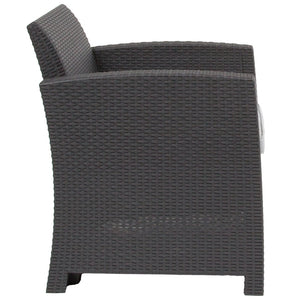 English Elm Seneca Faux Rattan Patio Chair with All-Weather Cushion - Stylish Comfort for Outdoor Relaxation Dark Gray DAD-SF2-1-DKGY-GG