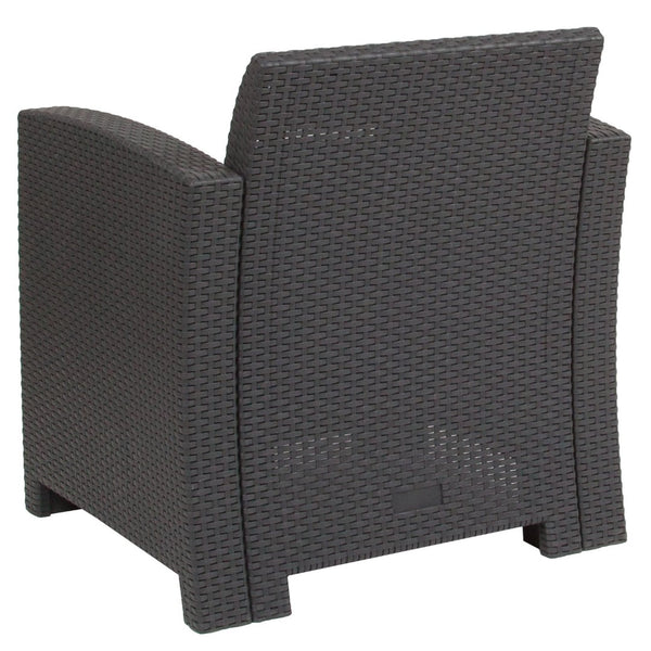 English Elm Seneca Faux Rattan Patio Chair with All-Weather Cushion - Stylish Comfort for Outdoor Relaxation Dark Gray DAD-SF2-1-DKGY-GG