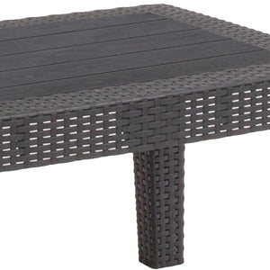 English Elm Seneca Stylish Faux Rattan Coffee Table – Lightweight, Weather-Resistant Design for Outdoor Living Spaces Dark Gray DAD-SF2-T-DKGY-GG