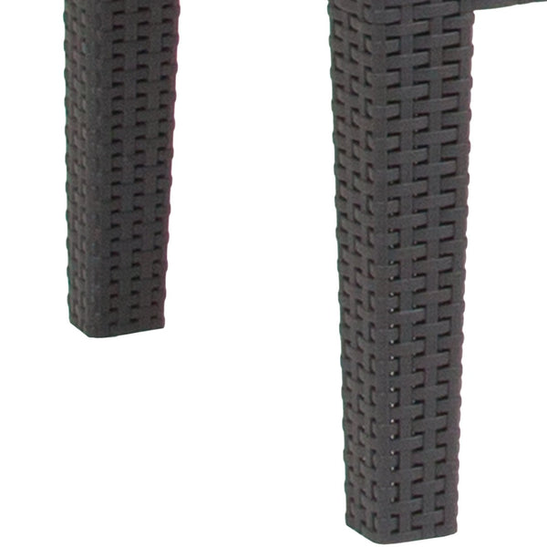 English Elm Seneca Stylish Faux Rattan Coffee Table – Lightweight, Weather-Resistant Design for Outdoor Living Spaces Dark Gray DAD-SF2-T-DKGY-GG