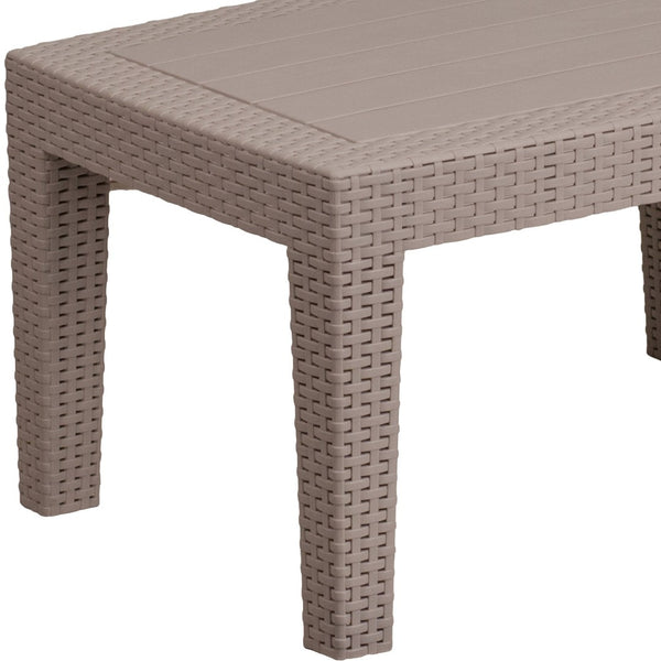 English Elm Seneca Stylish Faux Rattan Coffee Table – Lightweight, Weather-Resistant Design for Outdoor Living Spaces Light Gray DAD-SF2-T-GG