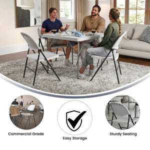 English Elm 2 Pack HERCULES Series Folding Chairs - 330 lb Capacity, Durable Comfort for Events & Home Use Granite White 2-DAD-YCD-50-WH-GG
