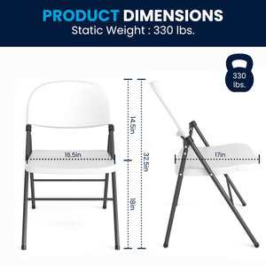 English Elm 2 Pack HERCULES Series Folding Chairs - 330 lb Capacity, Durable Comfort for Events & Home Use Granite White 2-DAD-YCD-50-WH-GG