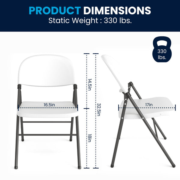 English Elm 2 Pack HERCULES Series Folding Chairs - 330 lb Capacity, Durable Comfort for Events & Home Use Granite White 2-DAD-YCD-50-WH-GG
