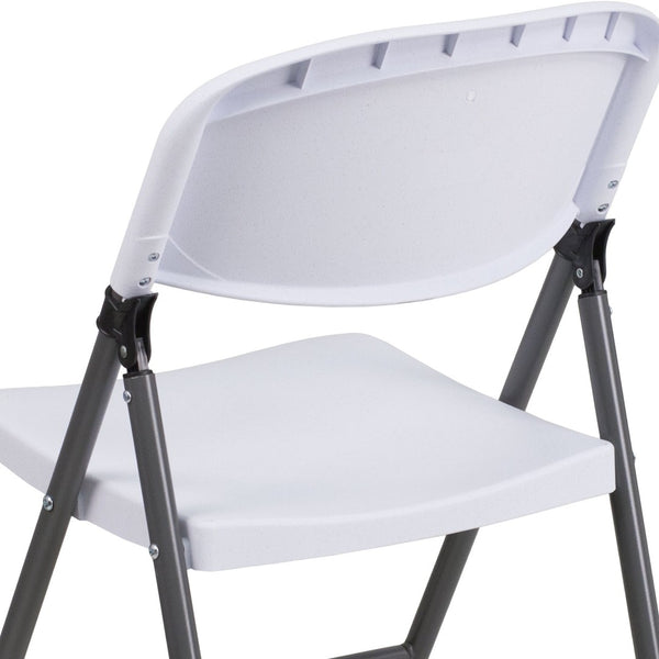 English Elm 2 Pack HERCULES Series Folding Chairs - 330 lb Capacity, Durable Comfort for Events & Home Use Granite White 2-DAD-YCD-50-WH-GG