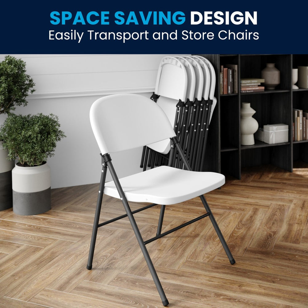 English Elm 2 Pack HERCULES Series Folding Chairs - 330 lb Capacity, Durable Comfort for Events & Home Use Granite White 2-DAD-YCD-50-WH-GG