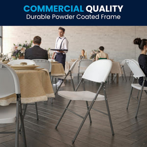 English Elm 2 Pack HERCULES Series Folding Chairs - 330 lb Capacity, Durable Comfort for Events & Home Use Granite White 2-DAD-YCD-50-WH-GG