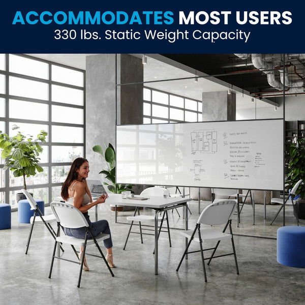 English Elm 2 Pack HERCULES Series Folding Chairs - 330 lb Capacity, Durable Comfort for Events & Home Use Granite White 2-DAD-YCD-50-WH-GG