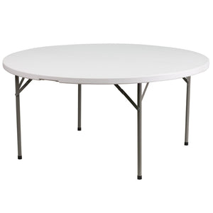 English Elm Elon 5-Foot Round Folding Table - Durable Granite White Top, Ideal for Events, Easy Storage & Cleanup DAD-YCZ-1-GW-GG