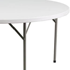English Elm Elon 5-Foot Round Folding Table - Durable Granite White Top, Ideal for Events, Easy Storage & Cleanup DAD-YCZ-1-GW-GG
