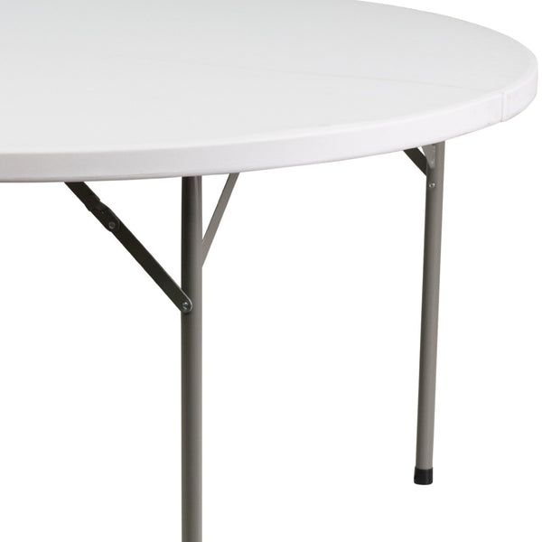 English Elm Elon 5-Foot Round Folding Table - Durable Granite White Top, Ideal for Events, Easy Storage & Cleanup DAD-YCZ-1-GW-GG