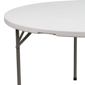 English Elm Elon 5-Foot Round Folding Table - Durable Granite White Top, Ideal for Events, Easy Storage & Cleanup DAD-YCZ-1-GW-GG