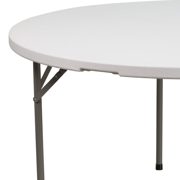 English Elm Elon 5-Foot Round Folding Table - Durable Granite White Top, Ideal for Events, Easy Storage & Cleanup DAD-YCZ-1-GW-GG