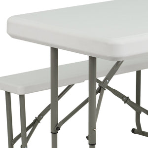 English Elm Rowan 3-Piece Portable Folding Bench and Table Set - Durable, Lightweight, Ideal for Events & Outdoor Use DAD-YCZ-103-GG