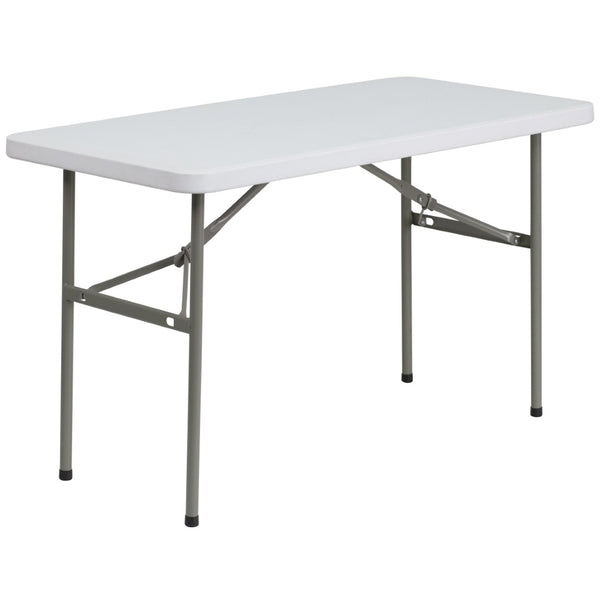 English Elm Elon 4-Foot White Folding Table – Durable, Lightweight Design for Events, Dining & Easy Storage Solutions DAD-YCZ-122-2-GG