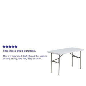 English Elm Elon 4-Foot White Folding Table – Durable, Lightweight Design for Events, Dining & Easy Storage Solutions DAD-YCZ-122-2-GG