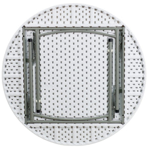 English Elm Elon 4-Foot Round Folding Table - Durable Granite White, Waterproof, Portable for Any Event DAD-YCZ-122R-GG