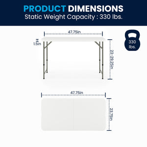 English Elm Elon 4-Foot Height Adjustable Folding Table - Durable, Portable, and Ideal for Events & Home Use DAD-YCZ-122Z-2-GG