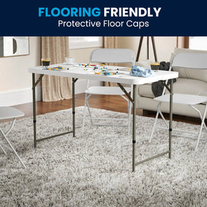 English Elm Elon 4-Foot Height Adjustable Folding Table - Durable, Portable, and Ideal for Events & Home Use DAD-YCZ-122Z-2-GG