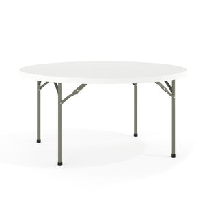 English Elm Elon 5-Foot Round Granite White Folding Table – Heavy-Duty, Waterproof, Perfect for Any Event! DAD-YCZ-152R-GW-GG