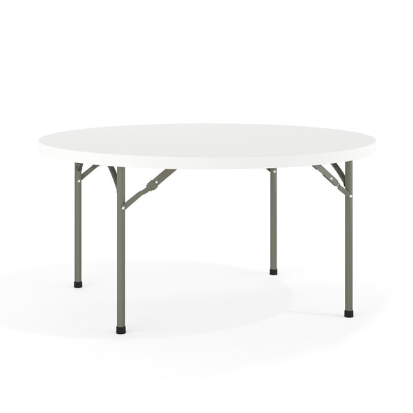 English Elm Elon 5-Foot Round Granite White Folding Table – Heavy-Duty, Waterproof, Perfect for Any Event! DAD-YCZ-152R-GW-GG