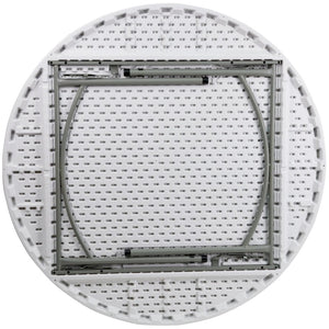 English Elm Elon 5-Foot Round Granite White Folding Table – Heavy-Duty, Waterproof, Perfect for Any Event! DAD-YCZ-152R-GW-GG