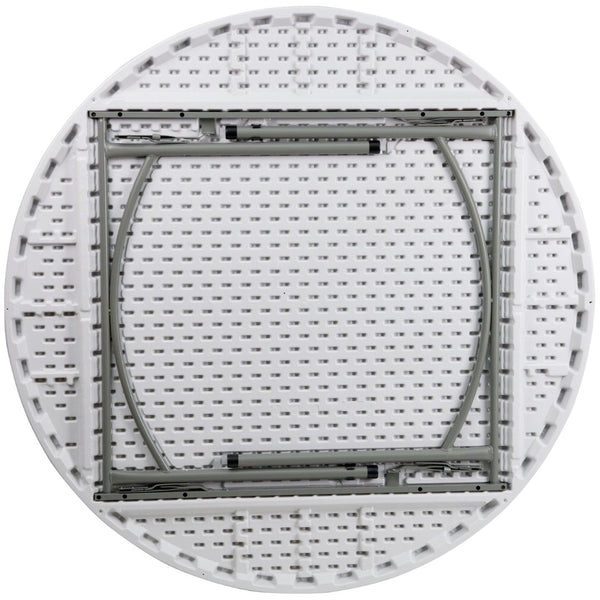 English Elm Elon 5-Foot Round Granite White Folding Table – Heavy-Duty, Waterproof, Perfect for Any Event! DAD-YCZ-152R-GW-GG