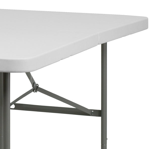 English Elm Elon 5-Foot Bi-Fold Folding Table - Durable Granite White Surface for Events, Easy Setup & Storage DAD-YCZ-152Z-GG
