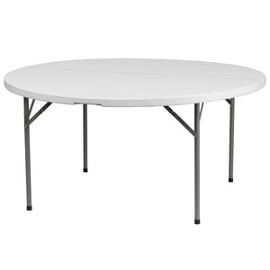 English Elm Elon 5-Foot Round Folding Table – Durable Granite White Design for Events, Parties & Everyday Use DAD-YCZ-154-GW-GG